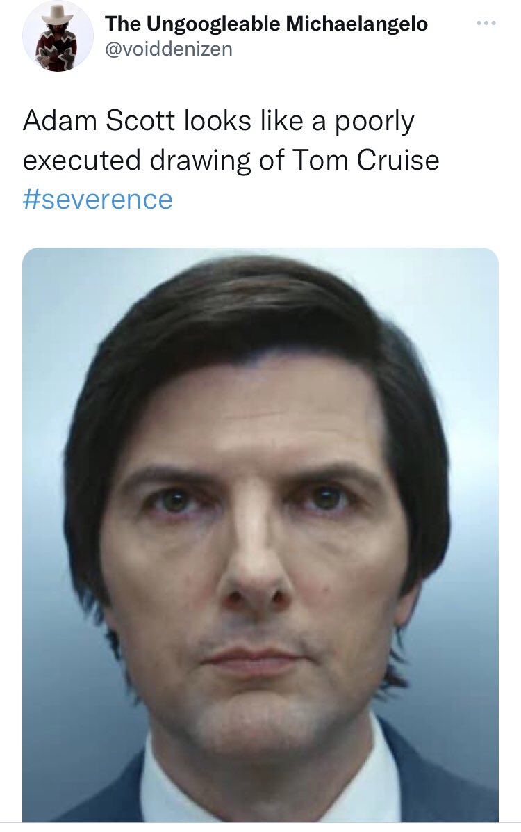 voiddenizen's tweet photo. @BenStiller and his cast &amp; crew did an amazing job with #Severance (which apparently I have a hard time spelling correctly)! It’s got some major scientological themes running through it, @mradamscott’s likeness to Tom Cruise not being the least of it.

#missionimprobable https://t.co/lsQphvFh8e