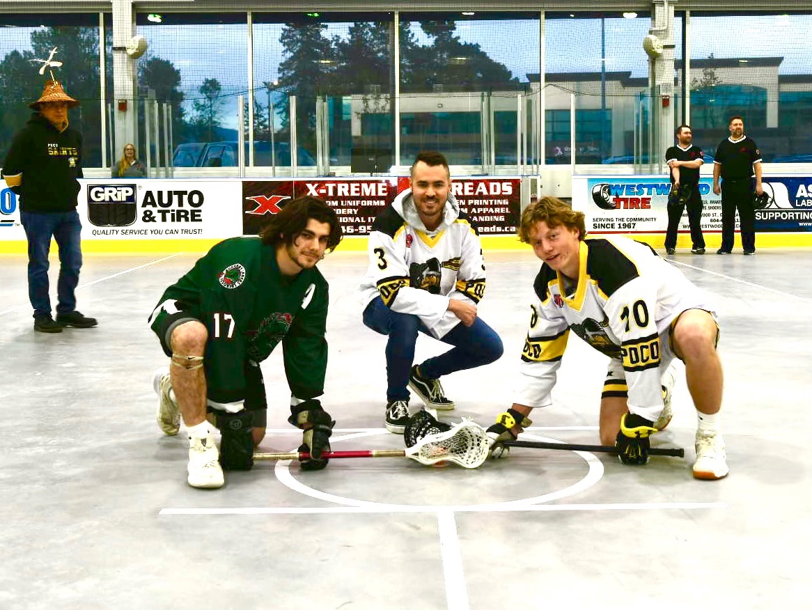 SaintsJrA's tweet photo. Great opening night at the @P3C to welcome back Jr A lacrosse in Port Coquitlam. We were fortunate to have Chief Hall from @Kwikwetlem First Nations and Mayor @BradWestPoCo for the pregame ceremonies.
#creatorsgame #laxisback #pocoproud 🖤💛🥍 https://t.co/eHLJpRMqkZ