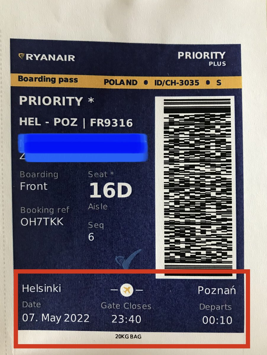 kavedeart's tweet photo. An example of a ticket that lead my mom to miss her flight. The gate closure time should have a separate date/any kind of marking if the flight is on the next day @Ryanair https://t.co/yu6HA9SF1Q