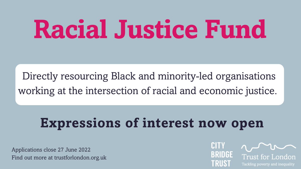 trustforlondon's tweet photo. Shaped by the voices of organisations working at the intersection of racial injustice, our new Racial Justice Fund works to support Black and minority-led organisations to tackle the deep wealth inequality of London.

Find out more about the fund: https://t.co/Be12lF6aHM https://t.co/7NA2OdW2I1