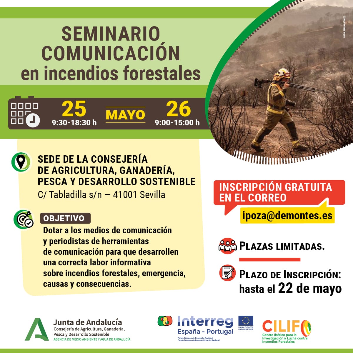 CILIFO_UE's tweet image. ¿Eres periodista? ¿Te interesan los incendios forestales? Te proponemos esta iniciativa para los días 25 y 26 de mayo.