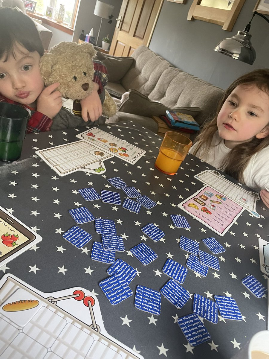 cazzagal's tweet photo. We are enjoying our house guest Hope from @nursery_hilltop - she had a peaceful sleep & was up early to play the shopping game! #homelearning #schoolprep #earlysaturday #passmethecoffee https://t.co/argi1j0aus
