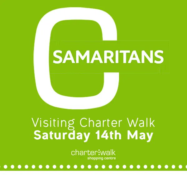 charterwalk's tweet photo. Samaritans will be visiting the centre today from 9am-4pm for Mental Health Awareness Week. They will be on hand to talk to you about their mental health services or if you just need a chat. They will be stationed outside of WHSmiths - Come say hello!💚 https://t.co/msB3F8DeB5