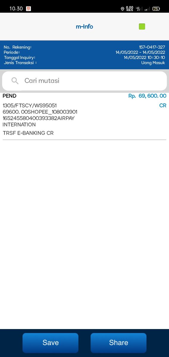Hann1511's tweet photo. Halo admin @HaloBCA saya narik saldo ke bca dari shopee tapi uangnya ga masuk masuk nih min, keterangan di shopee nya udh berhasil min, help I need the money https://t.co/GNnd38i3vH