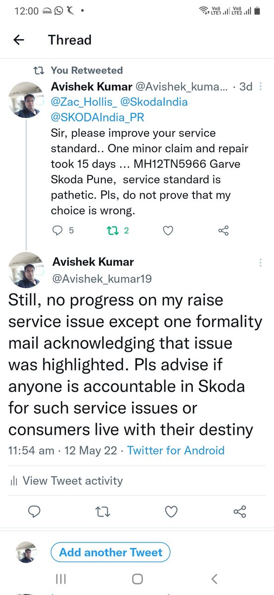 Avishek_kumar19's tweet photo. @Zac_Hollis_ 
@SkodaIndia 
@SKODAIndia_PR 
Hi All The situation is now very depressing, Service Centre raises the hand we have no parts,Even Zac Hollis can't do anything as I have already seen no action after escalating the issue to the Skoda leadership team. Can I scrap Skoda https://t.co/TrSgKtHSgH