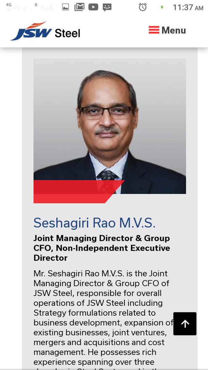 RakeshK81631589's tweet photo. CMA Seshagiri Rao is the highest earning #CFO in India . He is working in JSW Steel's . He drew Rs 21.10 cr last fiscal.
@ICAICMA @AICMAA @iamsanketpandit @CMAPappan @navneetic @fcmapandey @cma_jagdeep @AshishThatte @drpawanjaiswal @harshad_de https://t.co/VucxQcpABx