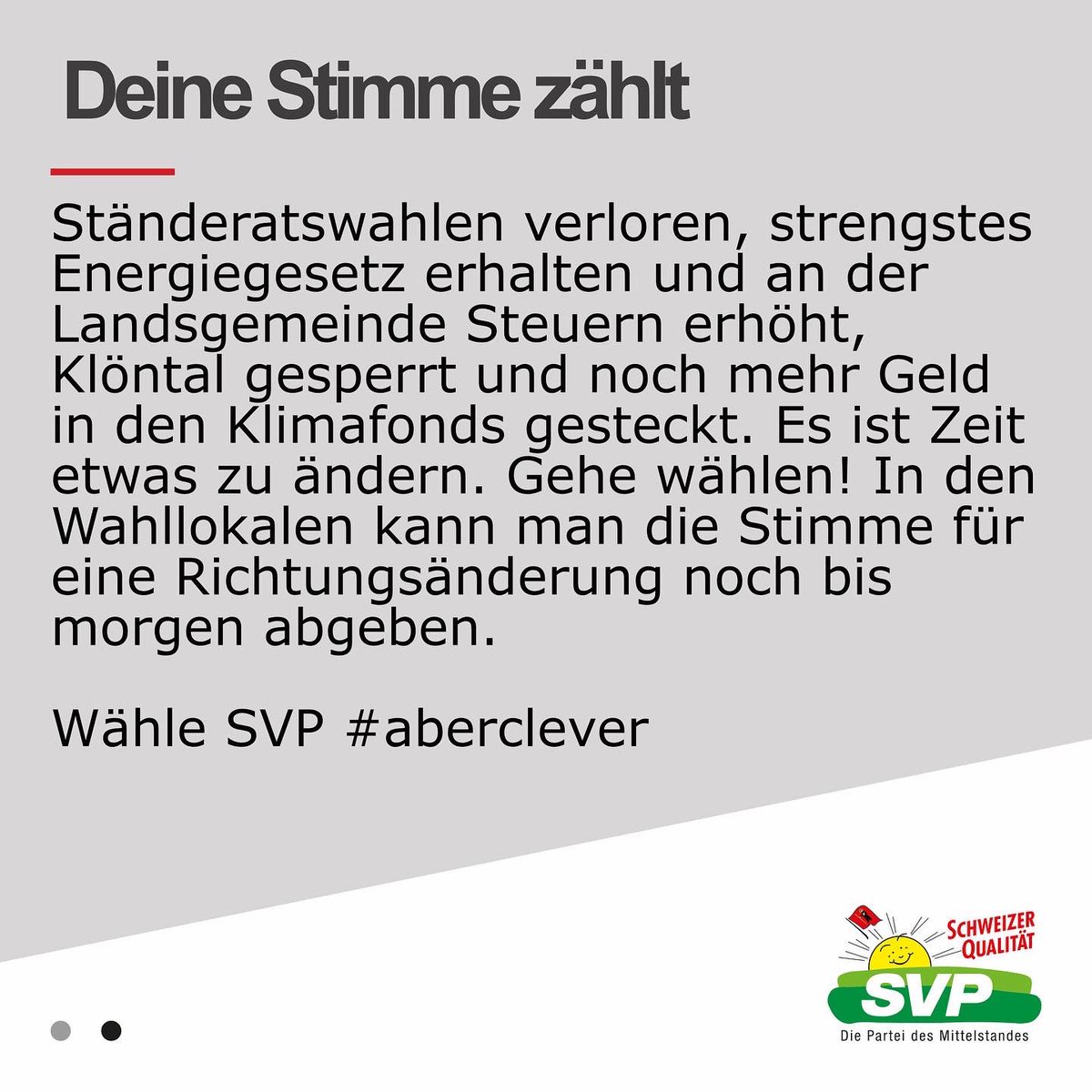 Deine Stimme zählt, letzte Gelegenheit zum Abstimmen 🗳. DANKE für eure Unterstützung👏 #abstimmen #landrat #svpgl #aberclever