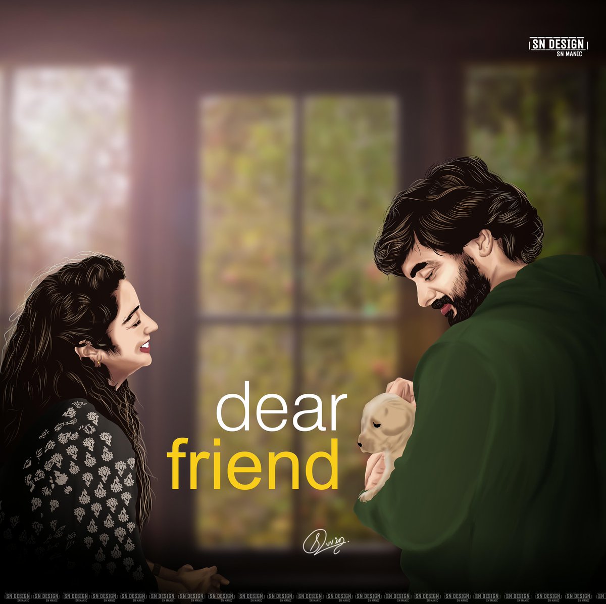 sn_manic's tweet photo. Dear friend poster art work for @ttovino  #DearFriend artist suvin.s @sn_manic #tovino #illustration #Malayalam https://t.co/Iwy5WRPVrN