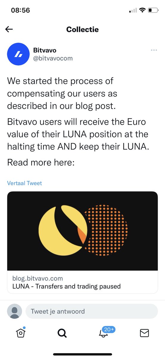 BirdsingerCrypt's tweet photo. @bitvavocom 

Ik citeer keer their LUNA position and keep their LUNA! Waar is onze LUNA nu? https://t.co/javUfzF1xS
