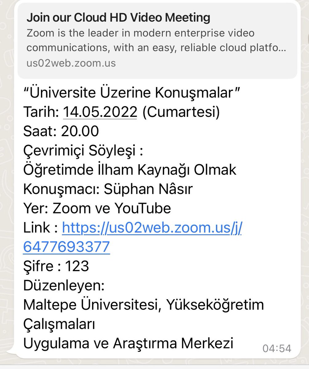 “Üniversite Üzerine Konuşmalar” 
Çevrimiçi Söyleşinin bugün konuğu benim. 
“İlham Kaynağı Olmak” konusunda sohbet edeceğiz. Bekleriz 🤗🤗
Tarih: 14.05.2022 (Bugün)
Saat: 20.00