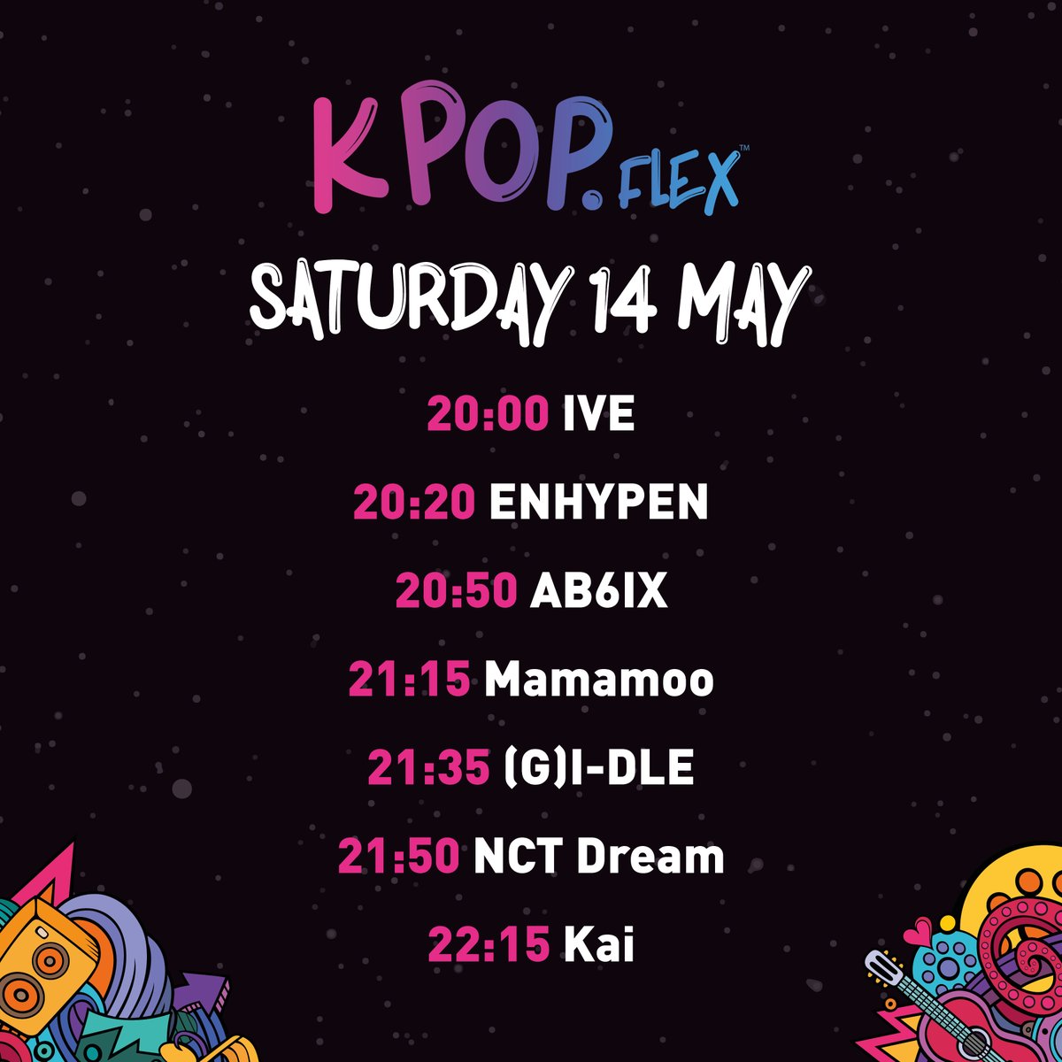 KPOPLUXFRA's tweet photo. Your set times are here! 👀
If you're missing out today, don't worry — you can watch the performances on our stream on May 29th: https://t.co/xmzWlQlIMO https://t.co/6bN8zxsCu5