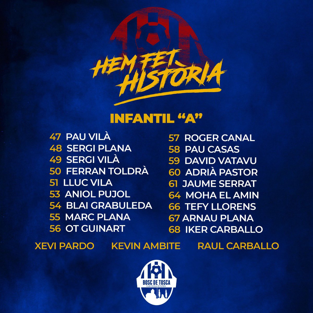 cefboscdetosca's tweet photo. 💛 CAMPIONS 💙 Preferent, ja som aquí!

🤩 L'Infantil "A" de Xevi Pardo i Kevin Ambite es proclama campió de lliga i aconsegueix un ascens històric a Preferent 

🎉 El primer del club després de més de 40 anys d'història

#passió #valors #compromís https://t.co/Kmb4P6rg7K
