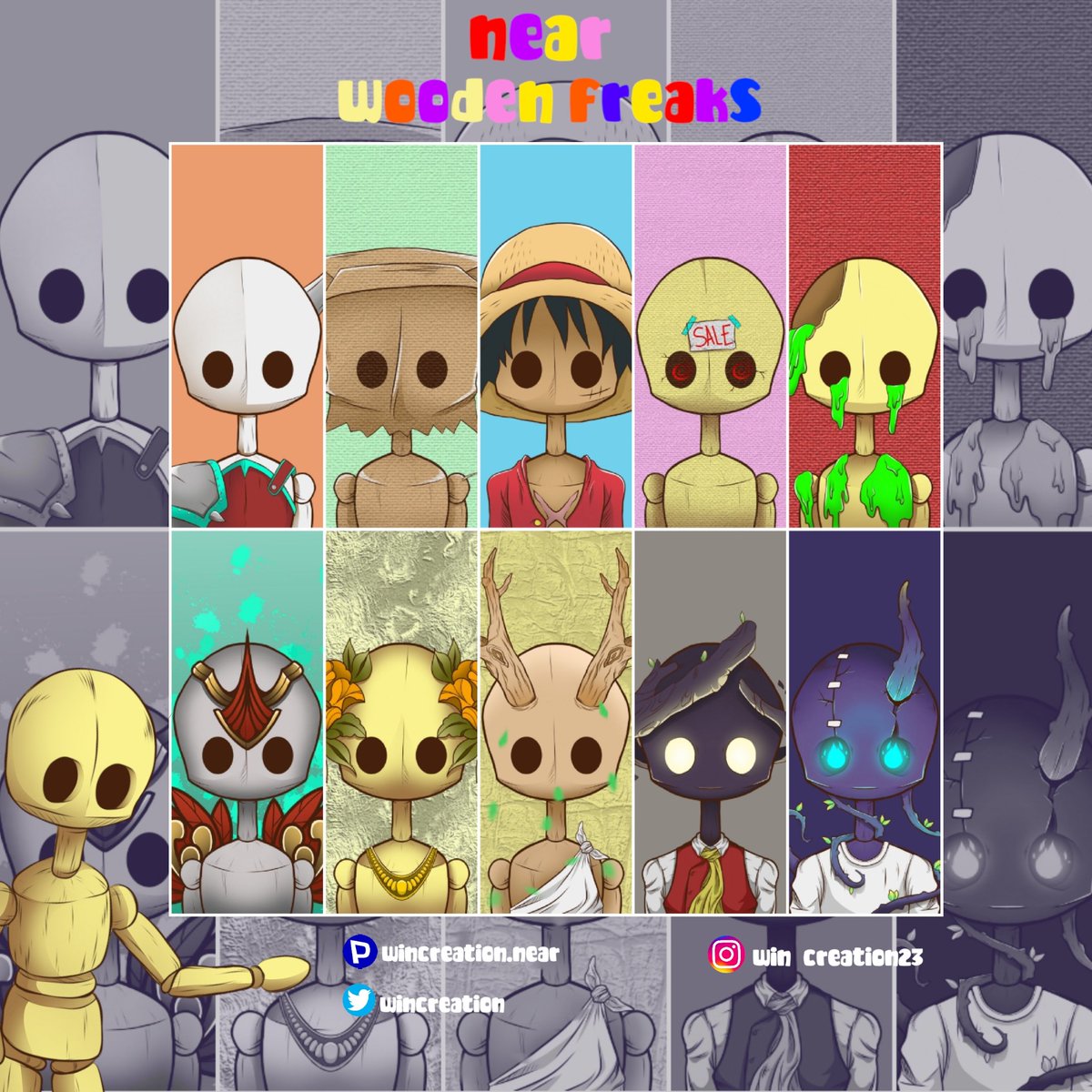 $NEAR WOODEN FREAKS is a Mannequin, that suddenly came into life and is trying to disguise to cover his real traits of physical appearance. Help them and grab your wooden freaks now <a href="/ParasHQ/">Paras</a> paras.id/collection/nea…
@Fil_ArtistGuild <a href="/NEARPhilippines/">NEAR Philippines I Create Without Limits</a>  #NEARnft #NFTCommunity