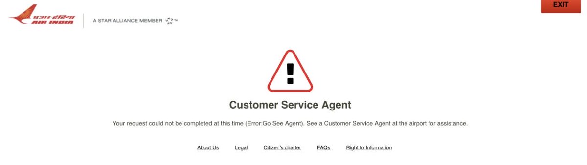 ⁦@airindiain⁩ getting this error while web checkin for a international journey, what should be done, tried many times