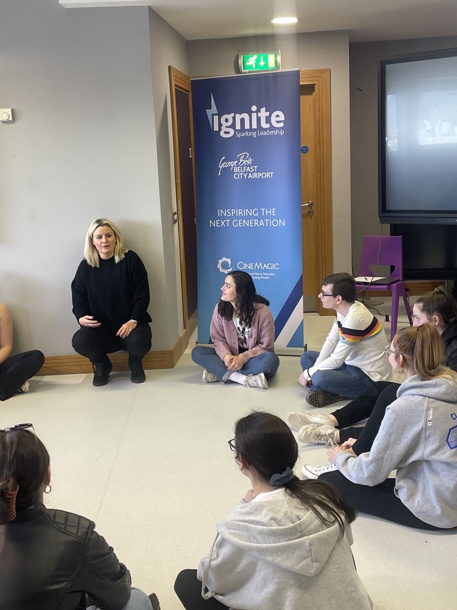MichHatfield's tweet photo. So honoured to have the amazing and talented artistic  director and screen writer Maire Campbell take a creativity session with #Ignite. Fun, energy and just being in the moment! ⁦@BELFASTCITY_AIR⁩ ⁦@Cinemagic⁩ #youthleadership #creativity #inspiringthenextgeneration https://t.co/DZIArSxTiV