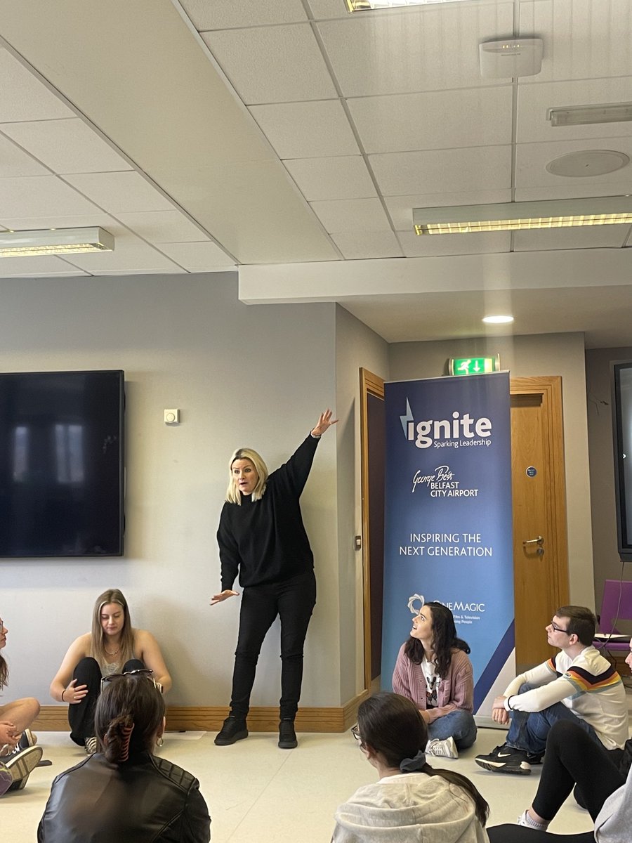 MichHatfield's tweet photo. So honoured to have the amazing and talented artistic  director and screen writer Maire Campbell take a creativity session with #Ignite. Fun, energy and just being in the moment! ⁦@BELFASTCITY_AIR⁩ ⁦@Cinemagic⁩ #youthleadership #creativity #inspiringthenextgeneration https://t.co/DZIArSxTiV