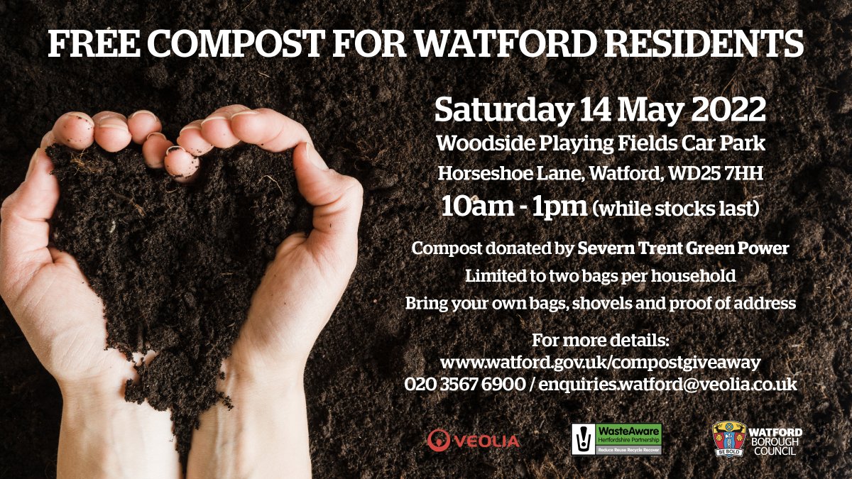 WatfordCouncil's tweet photo. IMPORTANT INFORMATION: We have now run out of compost at today's compost giveaway! Thank you to everyone who came and collected their free compost - we look forward to seeing what grows from it! @VeoliaUK #CompostGiveaway https://t.co/SvHVjv5IBT