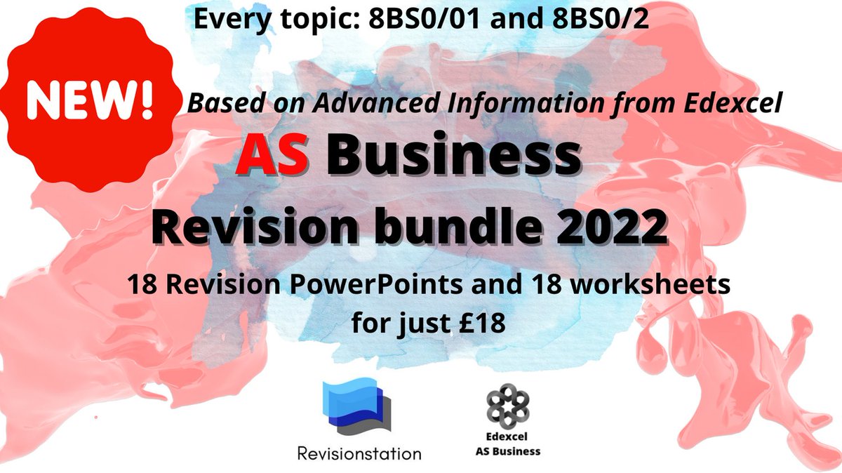 revisionstation's tweet photo. Preparing for Friday? Edexcel AS Business advanced information revision bundle. Every topic here for Paper 1 and Paper 2 8BS0/01 and 8BS0 / 02
Link to free sample pack here: https://t.co/53mHxl9cTE
Link to buy here: https://t.co/1x5tK3hs8a
#edubus #edutwitter #ASbusiness https://t.co/PSm8WTGWzl