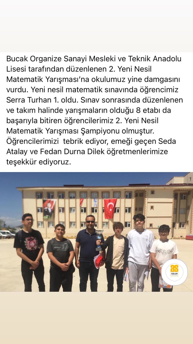 Böyle güzel bir organizasyonla bizleri okullarında ağırlayan <a href="/BucakMtal/">Bucak OSB MTAL</a> ailesine çok teşekkür ediyoruz. <a href="/bucakmem/">Bucak İlçe Milli Eğitim Müdürlüğü</a>