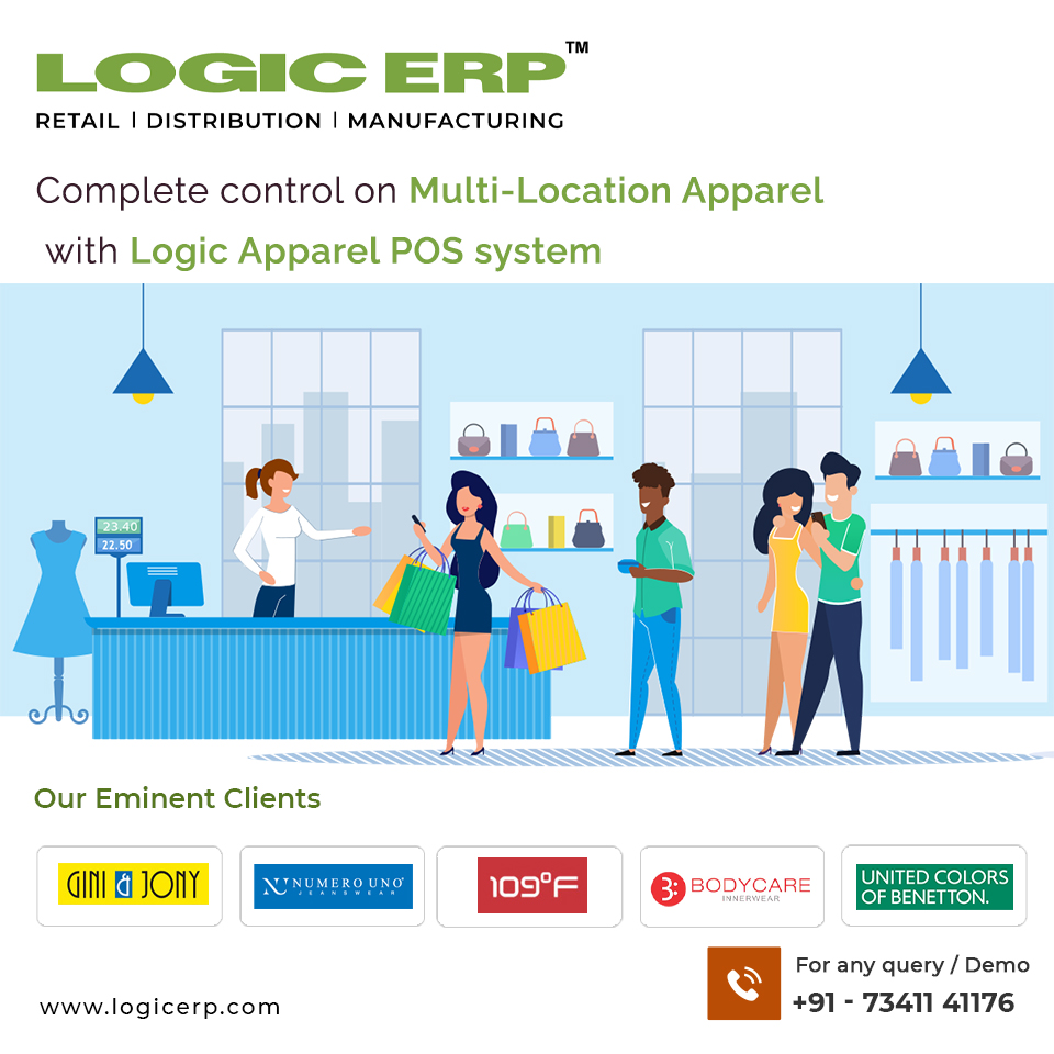 Logicerp's tweet image. Complete control on Multi-Location Apparel with Logic Apparel POS system.
 Call now for Demo: +91-73411-41176.
#apparelretailsoftware #apparelsoftware #cloudsoftware #cloudsolutions #garmentsoftware #footwearsoftware #apparelpossoftware