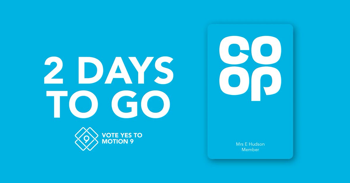 📢 TWO DAYS left to Vote #YesToMotion9!

Your blue card means you are part of a movement. You're not just a shopper. You're a pioneer. Help us keep our historic partnership and continue the amazing successes we've achieved together. Find out more 👉 party.coop/coopagm22