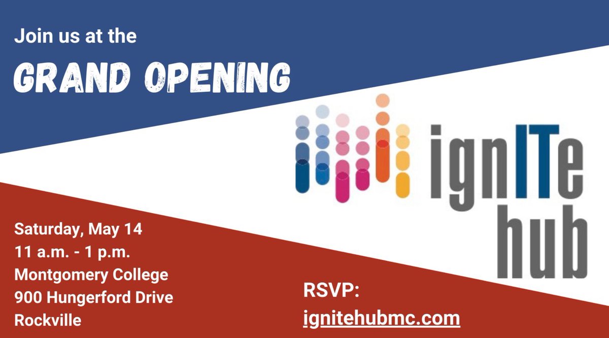MoCoCouncilMD's tweet photo. TODAY at 11 a.m.—Councilmember @RicePolitics to be Joined by @MontCoExec Elrich, @montgomerycoll Pres. Dr. Jermaine Williams & @MCPS Interim Superintendent Dr. Monifa McKnight for Grand Opening of ignITe Hub. 📰Read more: https://t.co/AbcCHTMTfw
#innovation #ignITeHub #education https://t.co/L6BJnUXdwb