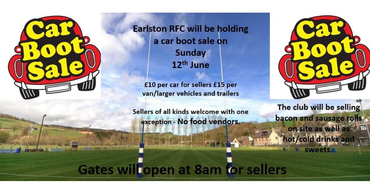Car Boot Sale - Sunday 12th June 2022 pitchero.com/clubs/earlston…