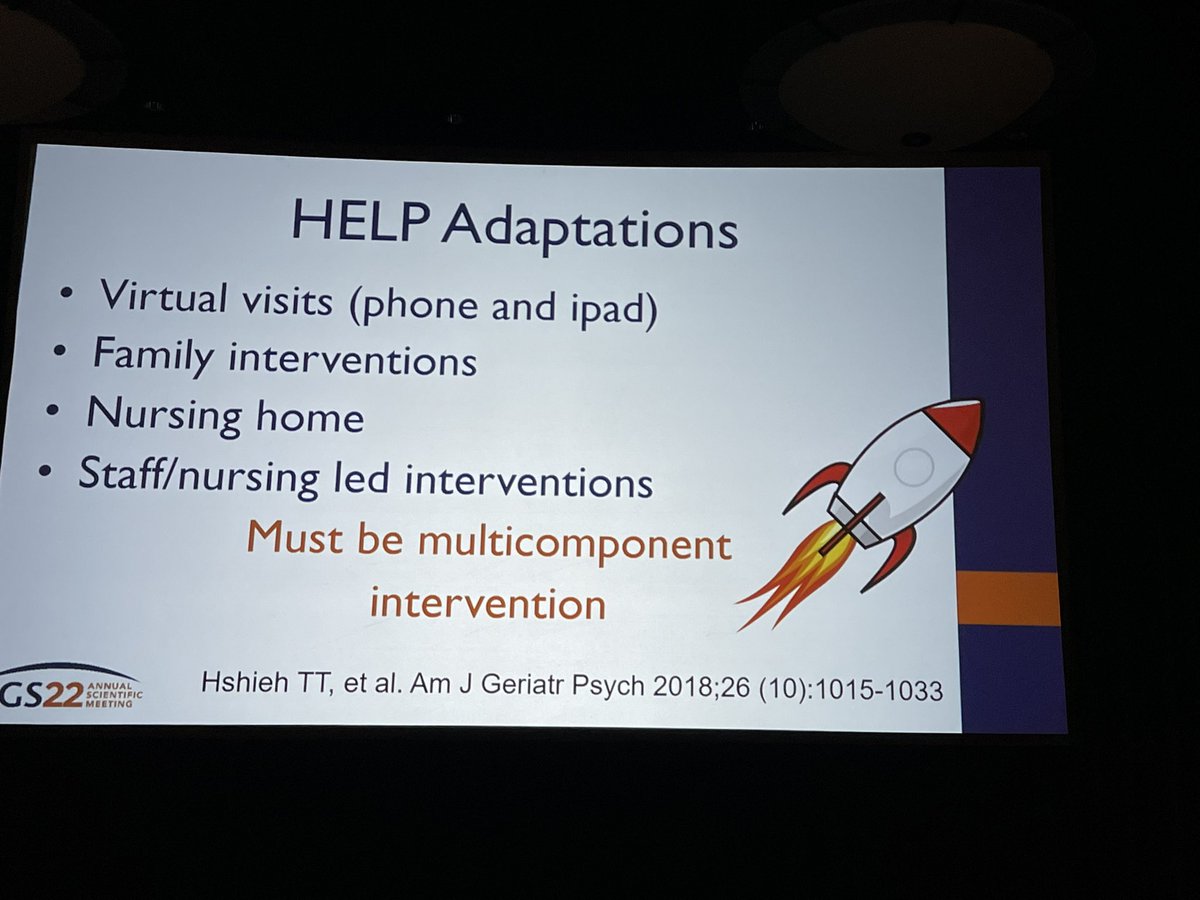 @h_wierman addressing #delirium in hospitalized older pts w/ volunteers to address preventive factors for older pts (HELP)  #AGS22