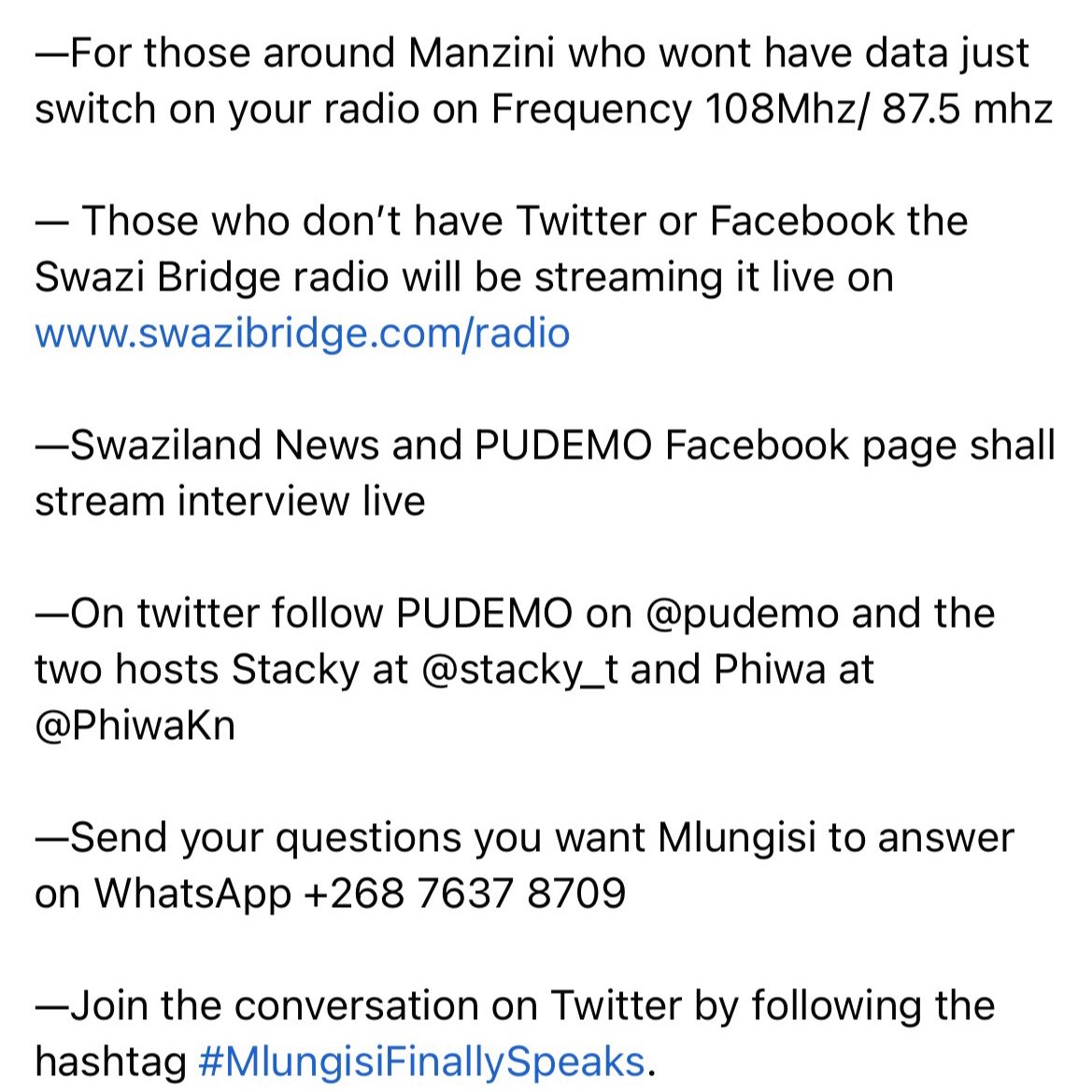 Mlungis_Makhany's tweet photo. After 6 months of silence and working the ground receiving attacks from all angles. Let us meet tomorrow at 20:00 in a Twitter space with @stacky_t and @PhiwaNk as hosts.
#MlungisiFinallySpeaks https://t.co/HAuw6ZVuDs