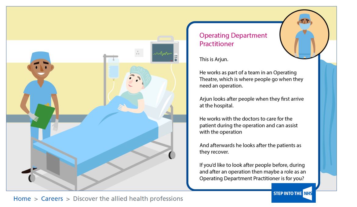 Meet Arjun he's an operating dept practitioner #ODP you can find out more about #ODPs & other #AHPCareers @HealthCareersUK via our discover the #AHPs interactive resource 👉 stepintothenhs.nhs.uk/careers/discov… inspiring the next generation #ODPday #inspire