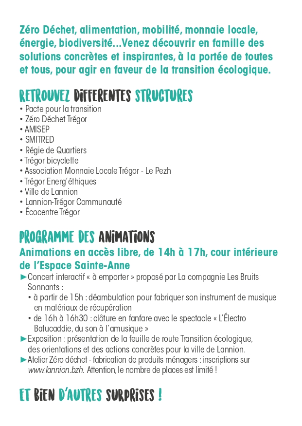 Marion_Rnlt's tweet photo. #Lannion @ville_lannion 
21 mai à l'Espace Sainte-Anne
Action, #Transiton : des #solutions pour #agir !
Des #ateliers, #spectacles, #jeux, pour parler #biodiversité, #énergie, etc. facilement et piocher plein de nouvelles #idées ! #famille 
@PacteTransition @TriValorys @AggloLTC https://t.co/6q4A0DJjlI
