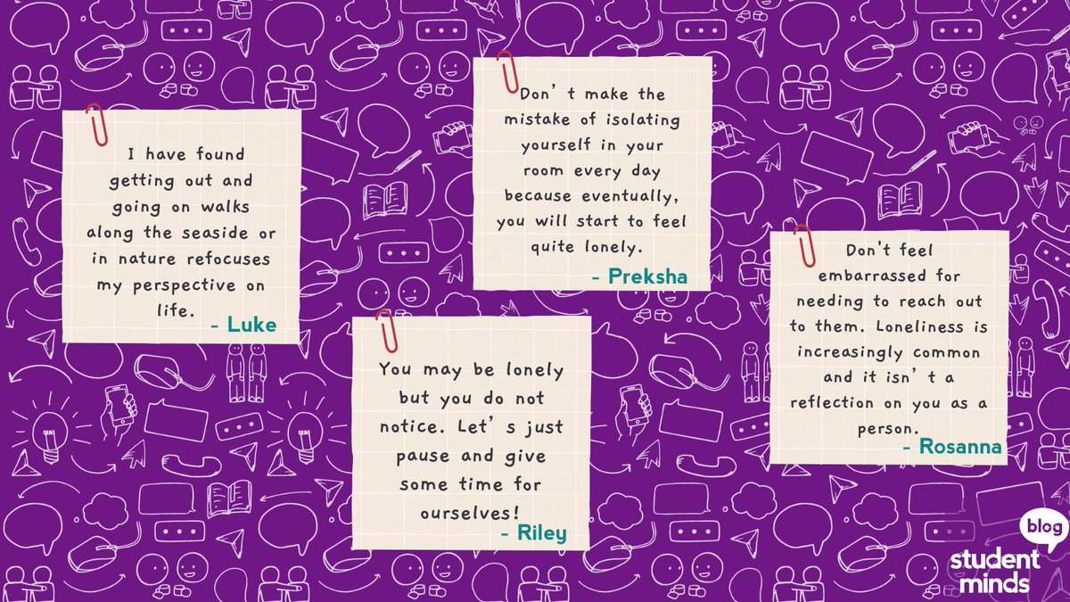 StudentMindsOrg's tweet photo. To mark #MentalHealthAwarenessWeek, the Student Minds Blog Editorial Team have come together to share their thoughts, tips and stories around loneliness in the student community. Head over to the blog to see what they say 👉https://t.co/841ZpATLFv https://t.co/EurBY3AP9R
