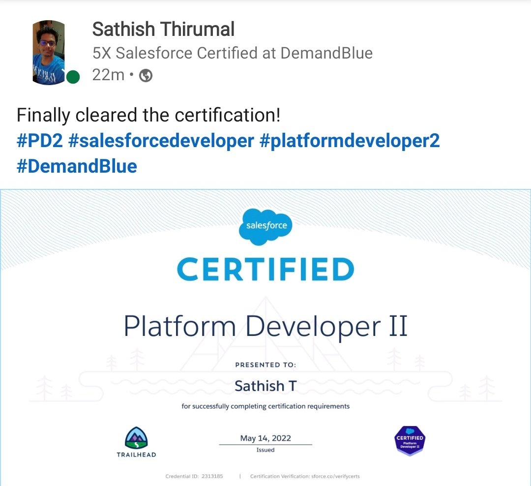 urzsandy's tweet image. #Salesforce #PlatformDeveloper2 #pd2 #PD2 #salesforcedev
 @salesforce