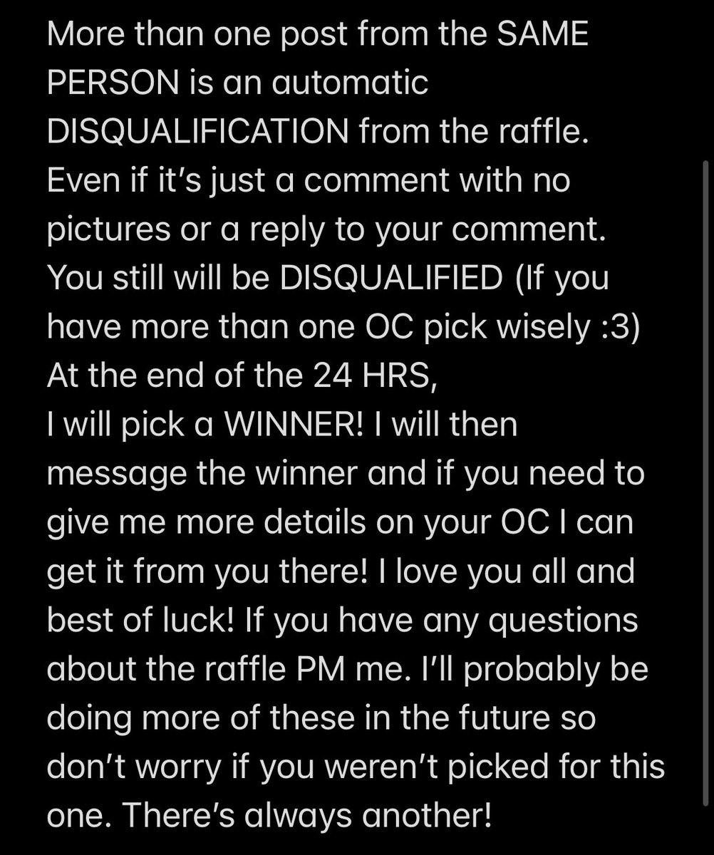 RacerSplat's tweet photo. Alright everyone! I’m going to do something new! I’ll be doing a fun little raffle. I wasn’t able to upload all the rules for it so I screenshot it lol. BE SURE TO READ if you’re going to enter! Basically I’ll be drawing your OC’S but you have 24 HRS to submit them! Good luck! https://t.co/wdTCgUUlbv