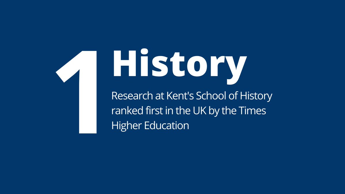 UniKent's tweet photo. Did you know #Kent topped @timeshighered's ranking for History in the Research Excellence Framework 2021 recently? 😮 

Huge congratulations to @UniKentHistory! 🎉 

#REFHighlights #ResearchAtKent #REF2021 https://t.co/dSeLyYeXjv
