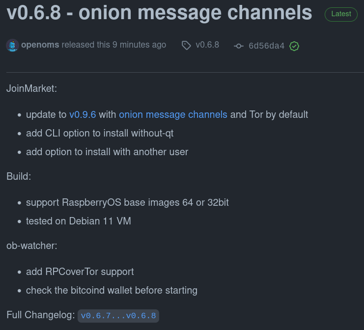 openoms's tweet photo. #Joininbox v0.6.8 is released with @Joinmarket v0.9.6 installed as default: https://t.co/2gmIbyKQ1L
This is a big change introducing Tor onion message channels and tweaking the Fidelity Bond values.
Use the UPDATE menu and reset the joinmarket.cfg after the install as offered. https://t.co/PVwm8C5eHS