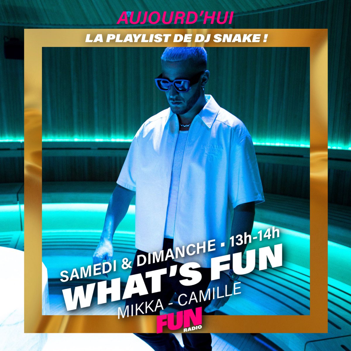 funradio_fr's tweet photo. 🤩🔥 Aujourd’hui, @djsnake fait sa playlist sur FUN RADIO !
👉 WHAT’S FUN c’est tous les samedis & dimanches à partir de 13h avec @CamilleCerfOff & @MikkaRocchia sur FUN RADIO ! #FunRadio #WhatsFun https://t.co/9t4uJALdWc
