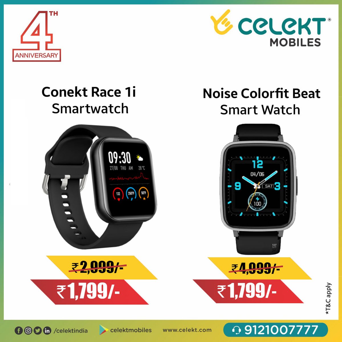 select_mobiles's tweet photo. 𝐏𝐫𝐢𝐜𝐞 𝐃𝐫𝐨𝐩 𝐀𝐥𝐞𝐫𝐭!
Get the amazing Conekt Race 1i and Noise Colorfit Beat at Rs 1799/- each ⌚
Follow us to know more about Celekt 4th Anniversary deals 🎊
#celekt #NoiseColorFitBeat #ConektRace1i #colorfitbeat #bluetoothwatch #smartwatch #noisewatch #noisesmartwatch https://t.co/rfqRInakge