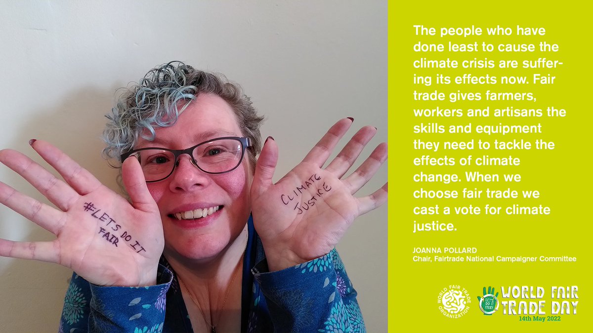 It's World Fair Trade Day and I'm joining thousands of fair trade artisans, campaigners and supporters around the world to call for climate justice. There is no climate justice without trade justice. Choose fair trade. Be the change.
#LetsDoItFair #WFTD2022 #WorldFairTradeDay