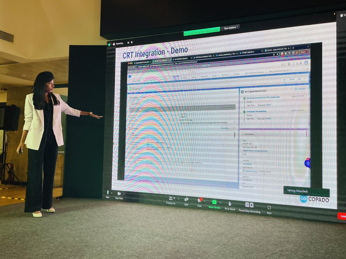 LounganiPayal's tweet photo. And it’s time for Copado robotics testing integration demo 🤩
#SFDGBLR #THINKDEVOPSTHINKCOPADO https://t.co/YfwKE1aNuO