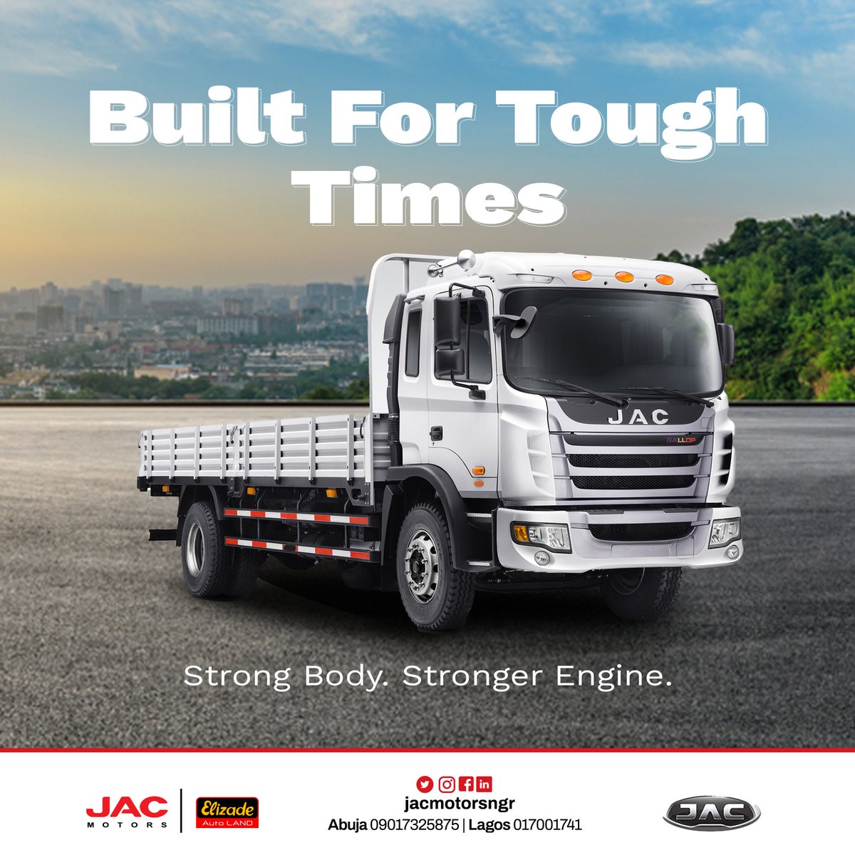 JACMotorsngr's tweet photo. Strong Body. Stronger Engine. That is the JAC effect. 
.
.
#jacmotors #JAC #family #lightdutytruck
#automobiles #trucklovers  
#weekend #Builttough #strongengine #strongengines 
#germanengine #builtdifferent https://t.co/d2wbS1hQNC