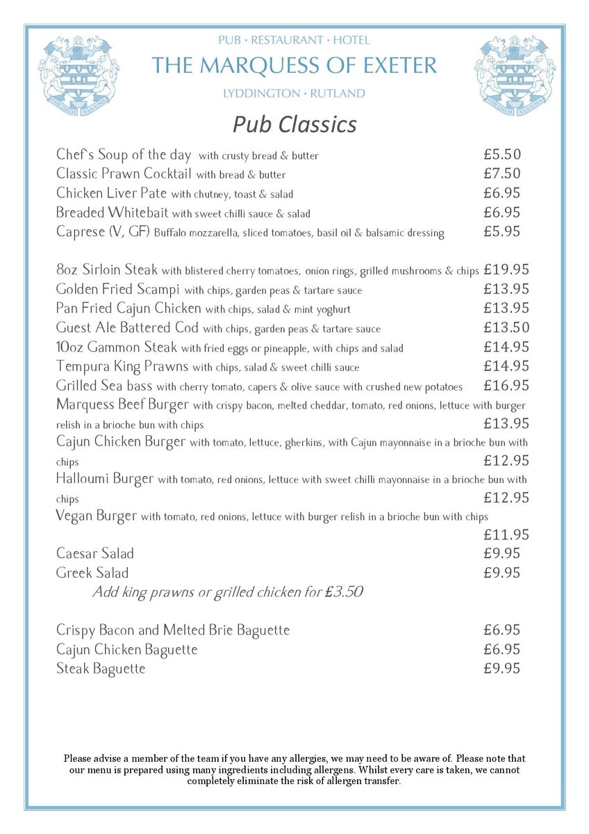 MarquessExeter's tweet photo. Why not let us do the cooking and washing up this today?

#pubgrub #lyddington #oakham #rutland #corby #uppingham #supportyourlocal #rutlandwater #kettering #stamford https://t.co/uqMQDVtHQI