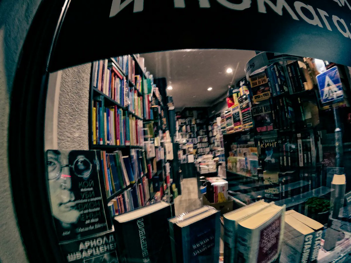 ElitsaMartinova's tweet photo. A little #bookstore is like a little store for universes. 
This #photo has been taken in #Sofiacity, #Bulgaria, #Europe
#books #BookLover #bookstore #photooftheday #photography #NightPhotography #GoPro https://t.co/lvWqFozeVo