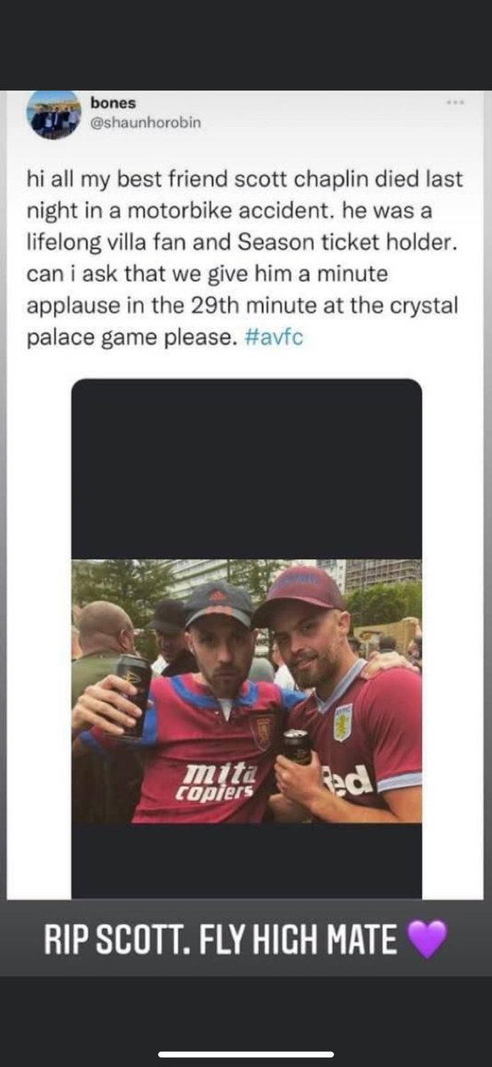 spence1975's tweet photo. Been asked to put this out there for the game tomorrow HEITS #HEITS #AstonVilla #avcp RIP Mate https://t.co/pfb0utfK4g