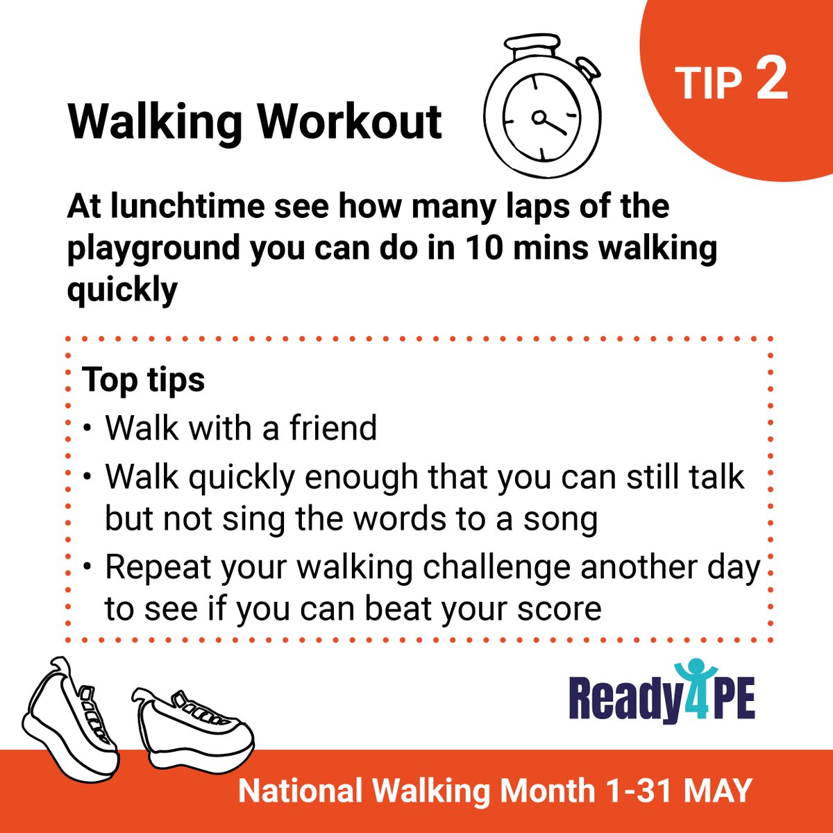 Are you Ready for a Walking Workout?
Tip 2 for National Walking Month
#primarype #primaryteachers #primaryschool #primarylessons #primaryresources #pelessons #peteachers #teachpe #sportscoach #NationalWalkingMonth