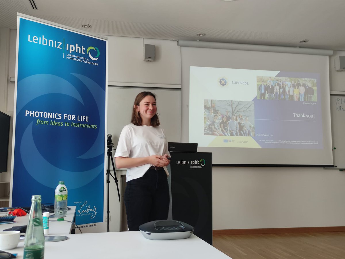 SuperCol_ITN's tweet photo. Today, Aleksandra (@aleolek28) presented her newest exciting results at #DNANanotechnology2022 conference in Jena #Biophotonics4Future.

Congrats! 🧬🎉 https://t.co/8aU5URLj75