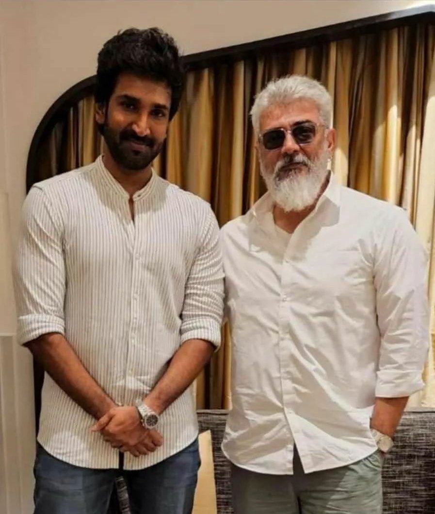KollywudUpdate's tweet photo. .@AadhiOfficial recently met #Ajithkumar to invite #AK for his wedding with @nikkigalrani.

#Ajith #Aadhi #Nikkigalrani https://t.co/yBNJM8o7E5