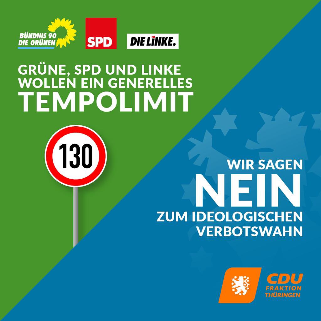 Buehlandreas's tweet image. Die #Umweltministerkonferenz und #R2G hat sich für ein #Tempolimit auf Autobahnen ausgesprochen. Das dient weder dem #Klimaschutz noch der Verkehrssicherheit oder der Verbesserung des CO2 Ausstoßes. Es bleibt dabei: Wir lehnen ein generelles Tempolimit klar ab! @cdu_fraktion_th