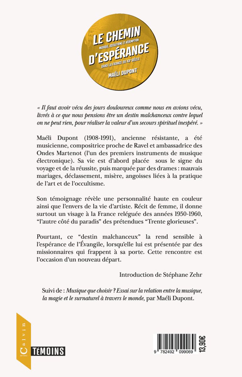 📕Bientôt | Maéli Dupont, Le chemin d'espérance. #Musique, #occultisme et rédemption dans la France du XXe siècle.

"Récit de femme, il donne un visage à la France reléguée des 1950's-1960's, un aperçu de l'autre côté du paradis des prétendues Trente glorieuses." #protestantisme