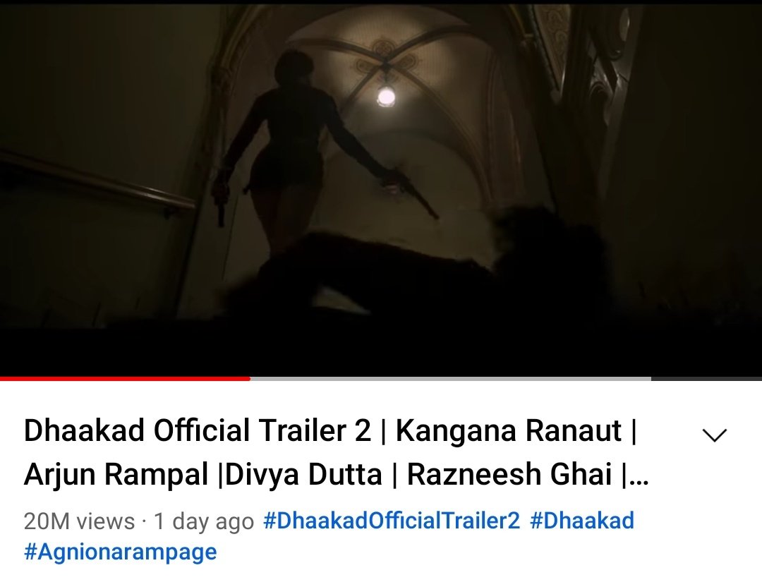 20 million views within a day.
 #DhaakadTrailer2 #KanganaRanaut